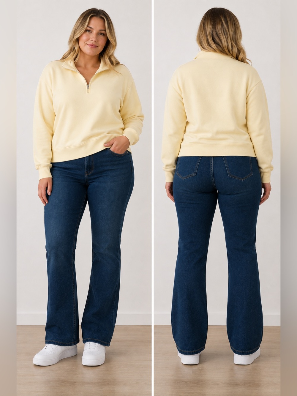 IZOD Women’s XL Pale Yellow Quarter Zip Pullover Sweatshirt Fleece Casual